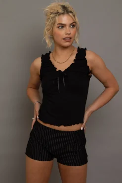 Women Daisy Street Partywear | Tops-Ruched Edge Vest Top With Bow Detail