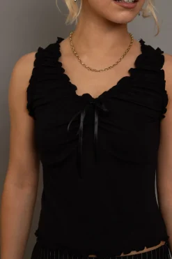 Women Daisy Street Partywear | Tops-Ruched Edge Vest Top With Bow Detail