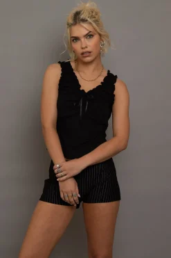Women Daisy Street Partywear | Tops-Ruched Edge Vest Top With Bow Detail