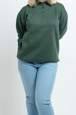 Women Daisy Street Hoodies & Sweatshirts-Rugby Sweatshirt