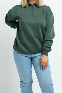 Women Daisy Street Hoodies & Sweatshirts-Rugby Sweatshirt