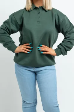 Women Daisy Street Hoodies & Sweatshirts-Rugby Sweatshirt