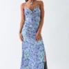 Women Daisy Street Dresses-Satin Slip Cami Dress With Split