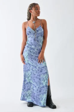 Women Daisy Street Dresses-Satin Slip Cami Dress With Split