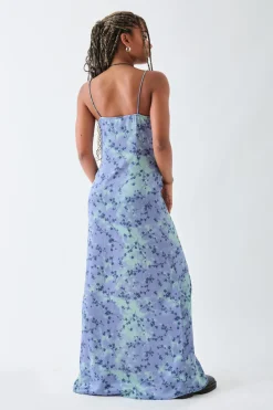 Women Daisy Street Dresses-Satin Slip Cami Dress With Split