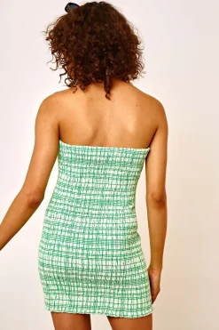 Women Daisy Street Dresses-Shirred Bodycon Bandeau Mini Dress