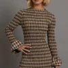 Women Daisy Street Partywear | Dresses-Shirred Long Sleeve Mini Dress