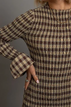 Women Daisy Street Partywear | Dresses-Shirred Long Sleeve Mini Dress