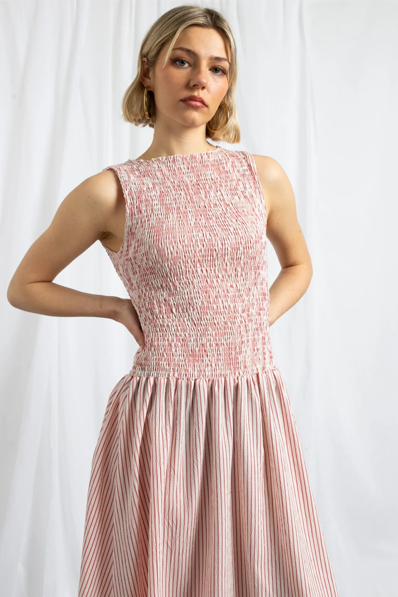Women Daisy Street Dresses-Shir Midaxi Dress With Dropped Waist