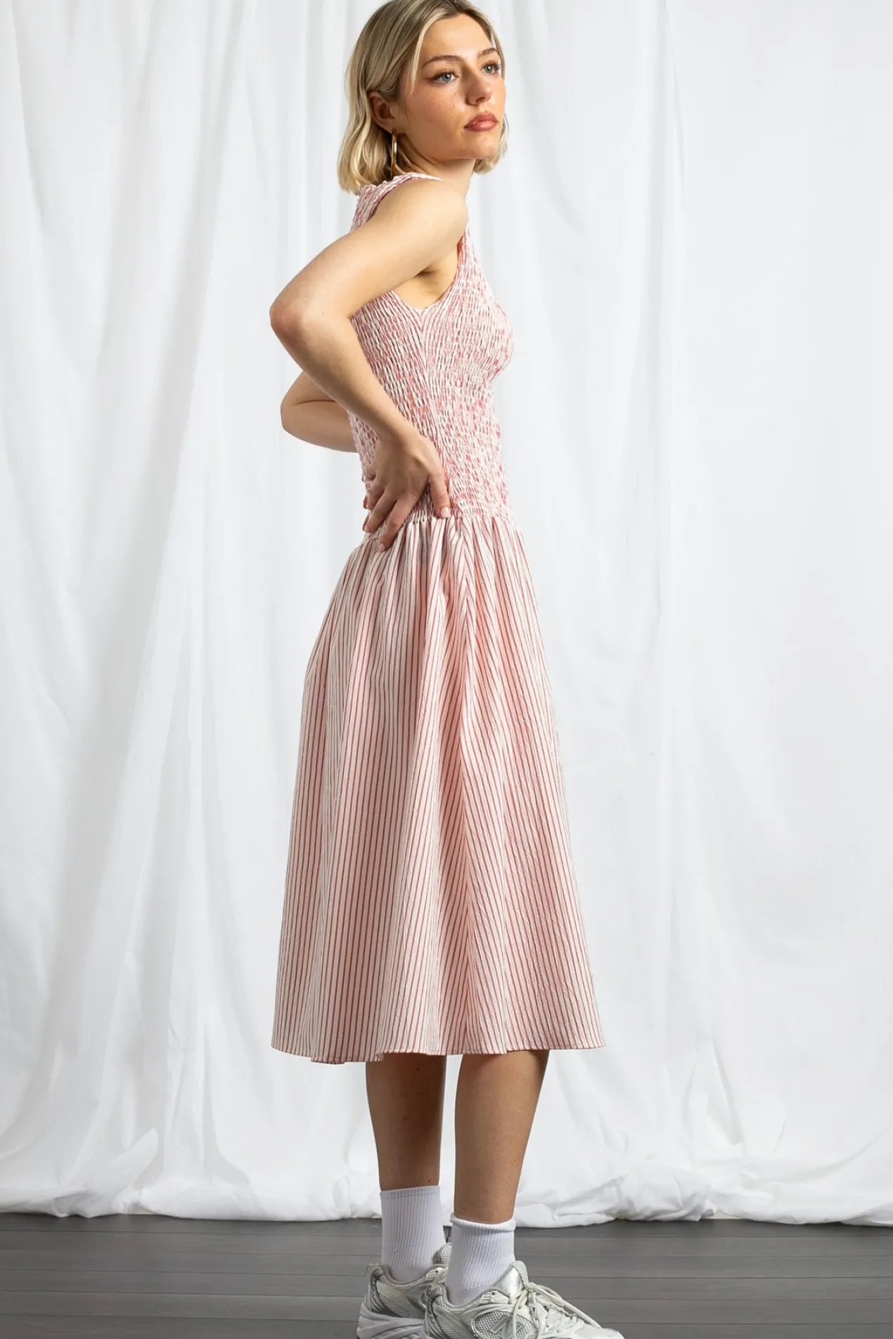 Women Daisy Street Dresses-Shir Midaxi Dress With Dropped Waist