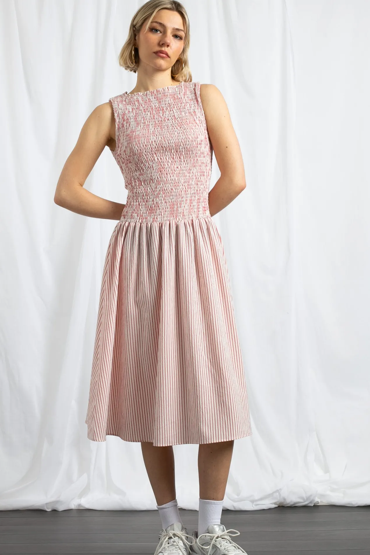 Women Daisy Street Dresses-Shir Midaxi Dress With Dropped Waist