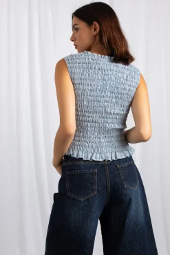 Women Daisy Street Tops-Shirred Sleeveless Top