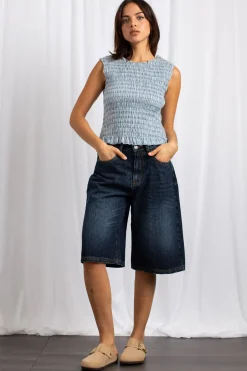 Women Daisy Street Tops-Shirred Sleeveless Top