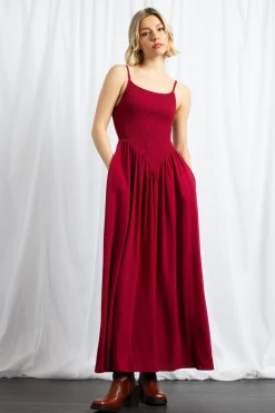 Women Daisy Street Dresses-Shir V Shape Bodice Maxi Dress