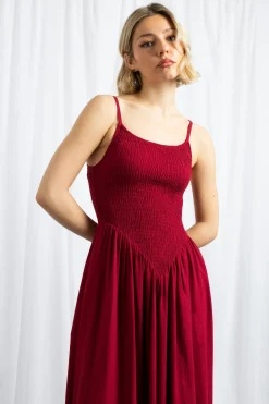 Women Daisy Street Dresses-Shir V Shape Bodice Maxi Dress