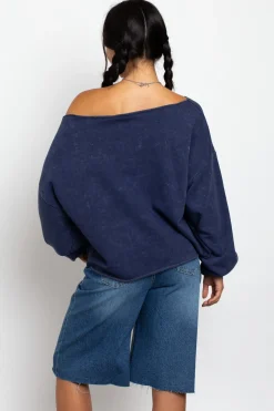 Women Daisy Street Tops | Hoodies & Sweatshirts-Slashed Neck Sweat With New York City Graphic