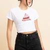 Women Daisy Street T-Shirts-Slim Crop T-Shirt with Sweet As Pie Print