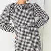Women Daisy Street Dresses-Smock Style Dress in and White Gingham