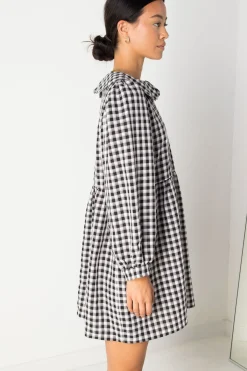 Women Daisy Street Dresses-Smock Style Dress in and White Gingham