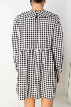 Women Daisy Street Dresses-Smock Style Dress in and White Gingham