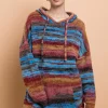 Women Daisy Street Tops-Space Dye Hooded Sweater With Kangaroo Pocket