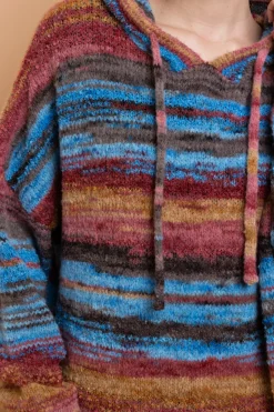 Women Daisy Street Tops-Space Dye Hooded Sweater With Kangaroo Pocket