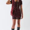 Women Daisy Street Dresses-Square Neck Mesh Mini Dress