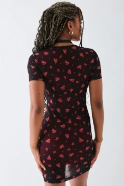 Women Daisy Street Dresses-Square Neck Mesh Mini Dress