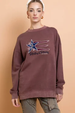 Women Daisy Street Hoodies & Sweatshirts-States And Stars Sweater