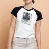 Women Daisy Street Tops | T-Shirts-Stateside Varsity Raglan Baby Tee
