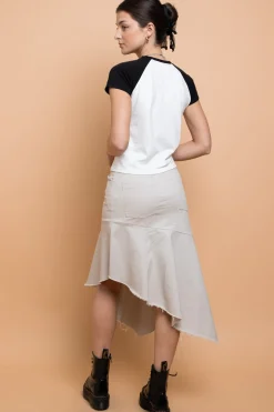 Women Daisy Street Tops | T-Shirts-Stateside Varsity Raglan Baby Tee