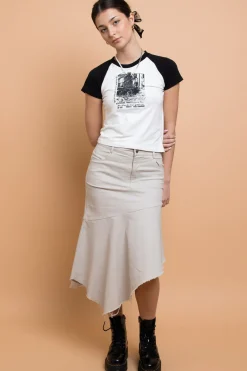 Women Daisy Street Tops | T-Shirts-Stateside Varsity Raglan Baby Tee