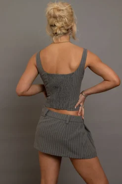 Women Daisy Street Partywear | Tops-Stripe Bow And Keyhole Detail Top