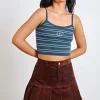 Women Daisy Street Tops-Stripe Knitted Crop Top
