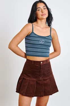 Women Daisy Street Tops-Stripe Knitted Crop Top