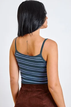Women Daisy Street Tops-Stripe Knitted Crop Top