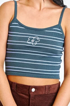 Women Daisy Street Tops-Stripe Knitted Crop Top