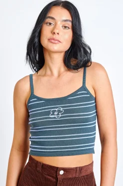 Women Daisy Street Tops-Stripe Knitted Crop Top