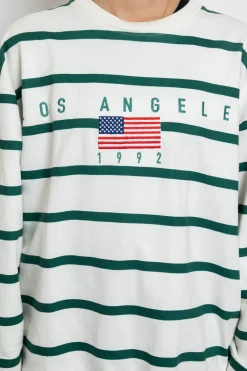 Women Daisy Street Hoodies & Sweatshirts-Striped LA Sweater