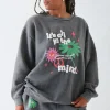 Women Daisy Street Hoodies & Sweatshirts-Sweater With Puff Print Detail