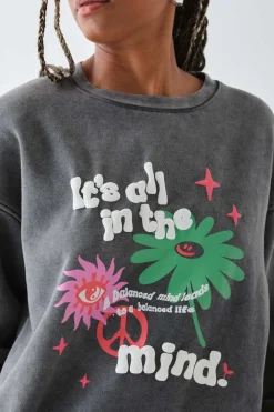 Women Daisy Street Hoodies & Sweatshirts-Sweater With Puff Print Detail