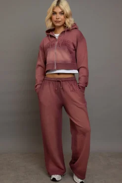 Women Daisy Street Trousers-Terry Wide Leg Joggers