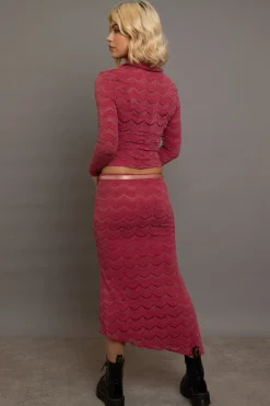 Women Daisy Street Partywear | Skirts-Textured Midaxi Skirt With Satin Tie Belt