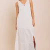 Women Daisy Street Dresses-Tiered Maxi Dress With Split Front