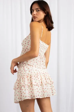 Women Daisy Street Skirts-Tiered Mid Rise Mini Skirt With Shirred Waistband