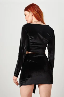 Women Daisy Street Skirts-Velvet Mini Skirt