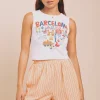 Women Daisy Street Tops-Vest Top With Barcelona Puff Print