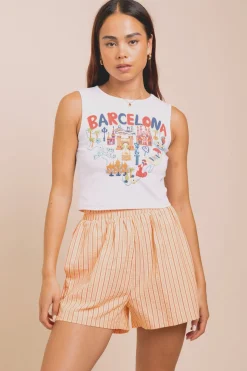 Women Daisy Street Tops-Vest Top With Barcelona Puff Print