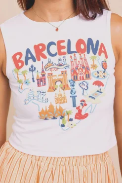 Women Daisy Street Tops-Vest Top With Barcelona Puff Print