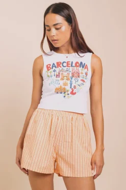 Women Daisy Street Tops-Vest Top With Barcelona Puff Print